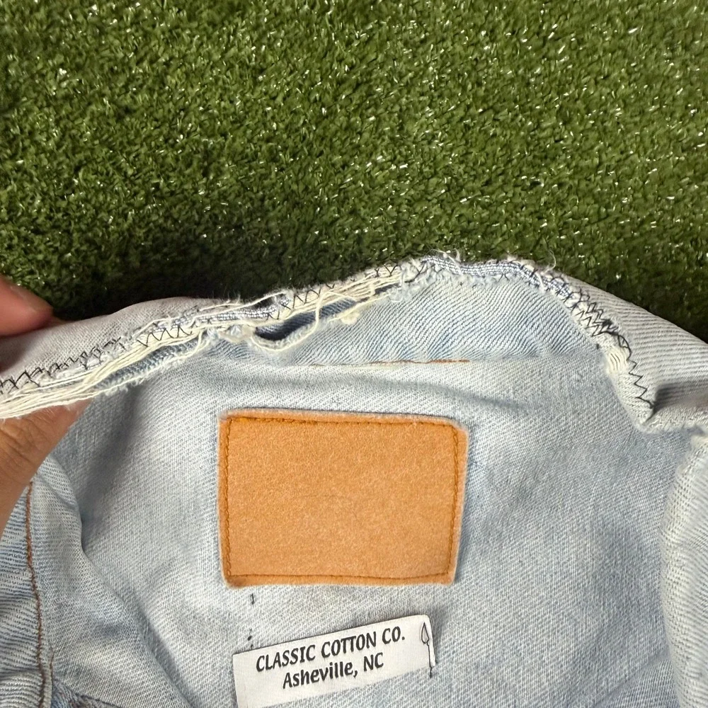 Classic Cotton Co Iron Maiden‎ The Trooper Denim Jacket Light Wash Blue XL